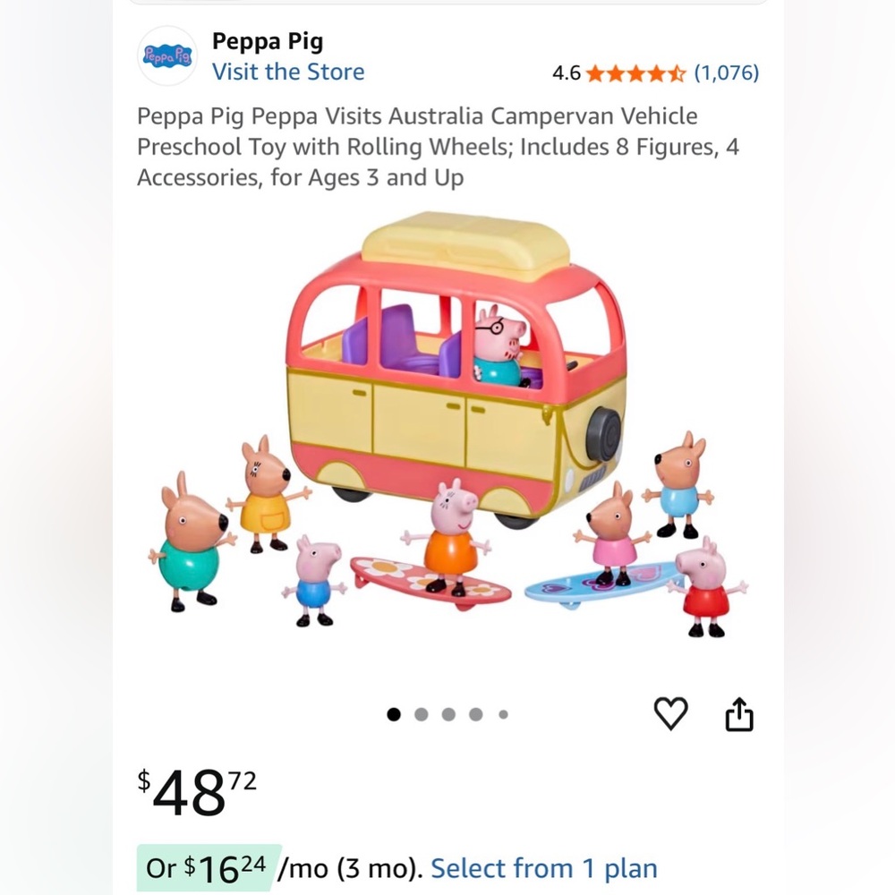 Peppa Pig Peppa Visits Australia Campervan Vehicle with Rolling Wheels